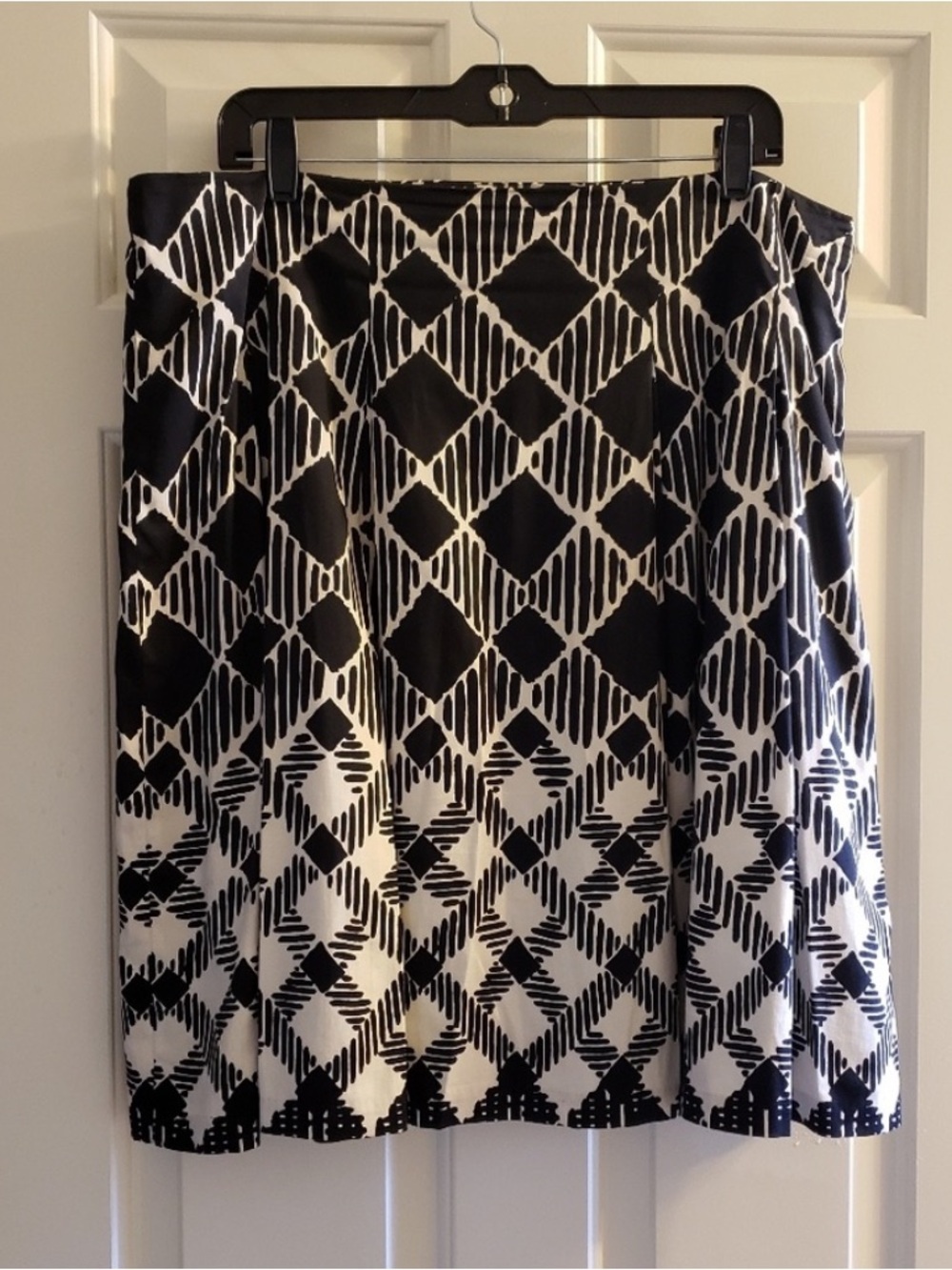 Talbots A-Line Skirt - Black & White Geometric Print